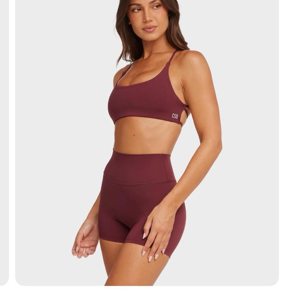 CSB Burgundy Sports Bra and Shorts Set